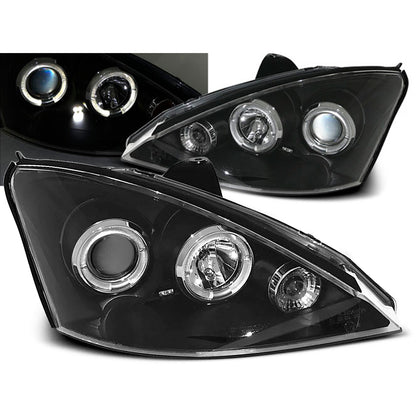 Scheinwerfer passend für Ford Focus 10.98-10.01 Angel Eyes Schwarz
