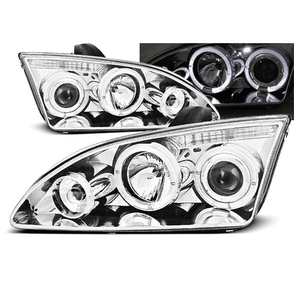 Scheinwerfer passend für Ford Focus II 09.04-01.08 Angel Eyes Chrom