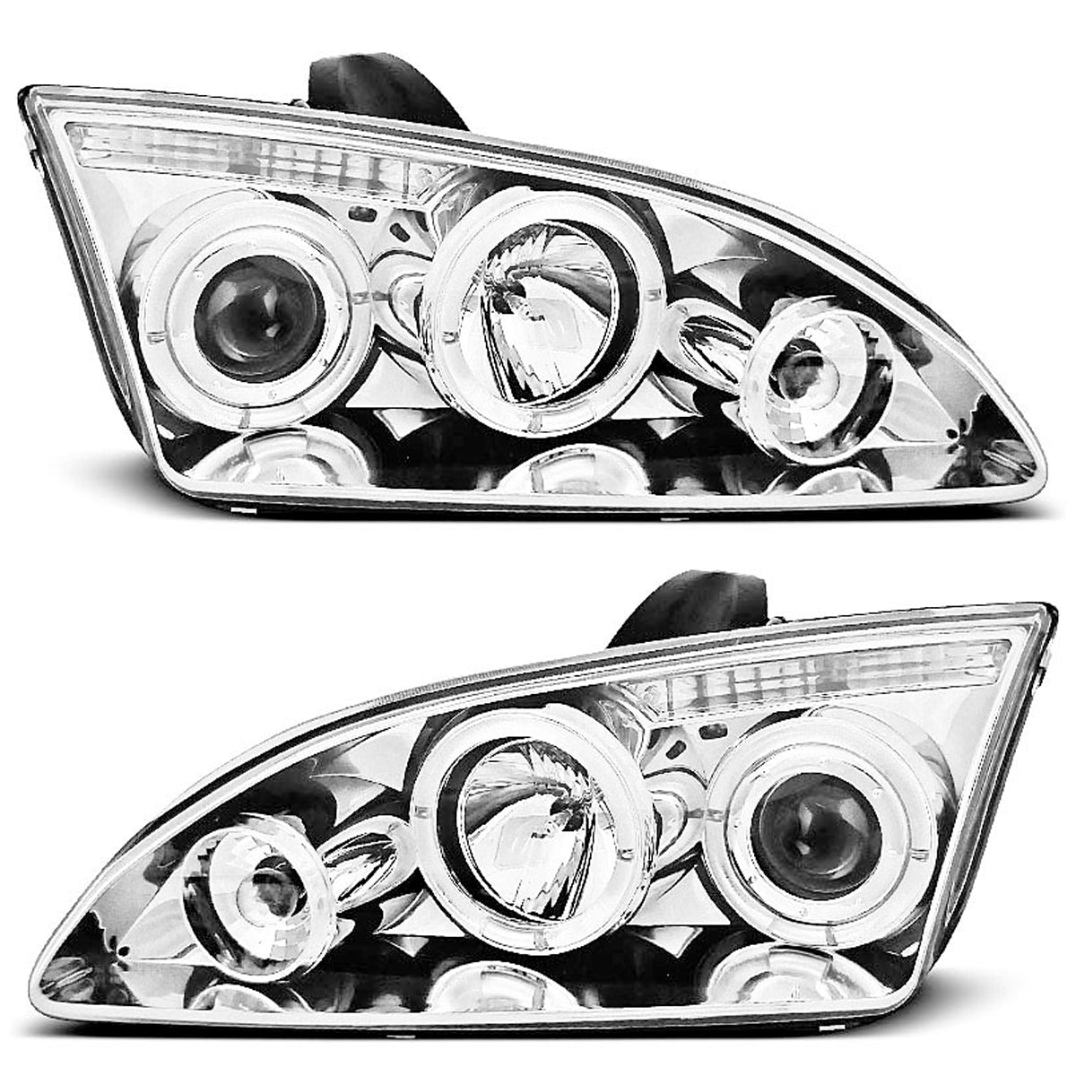Scheinwerfer passend für Ford Focus II 09.04-01.08 Angel Eyes Chrom