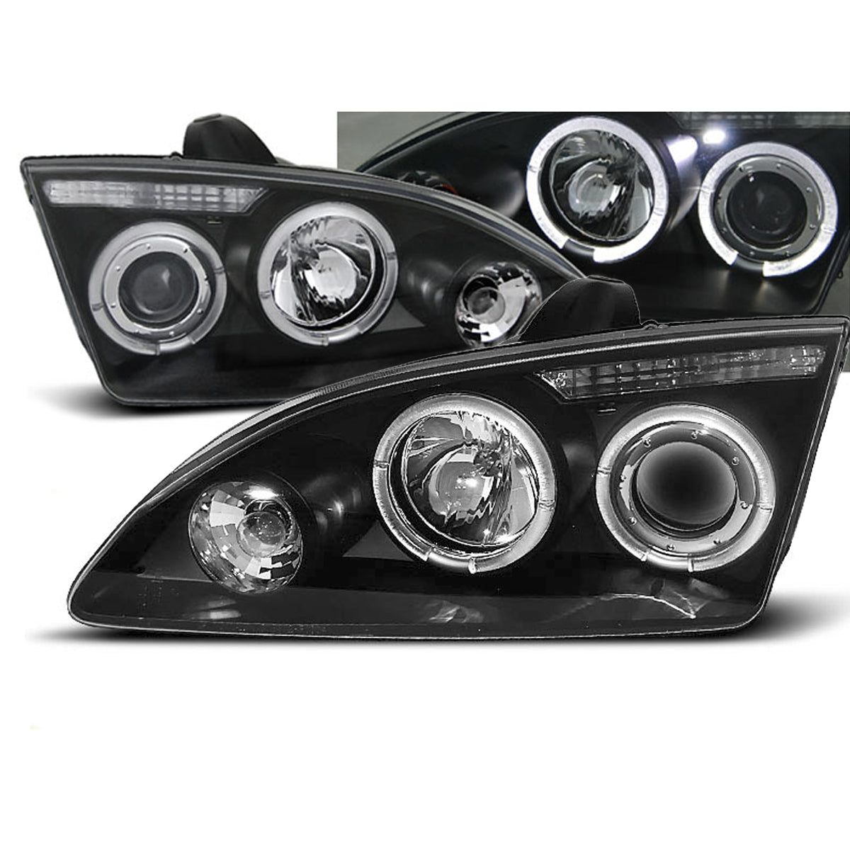 Scheinwerfer passend für Ford Focus II 09.04-01.08 Angel Eyes Schwarz