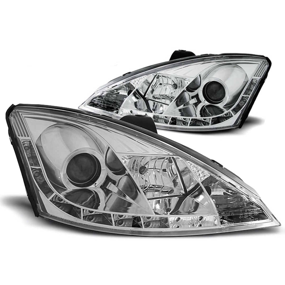 Scheinwerfer passend für Ford Focus 11.01-10.04 Tagfahrlicht Chrom