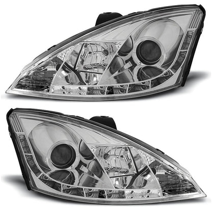 Scheinwerfer passend für Ford Focus 11.01-10.04 Tagfahrlicht Chrom
