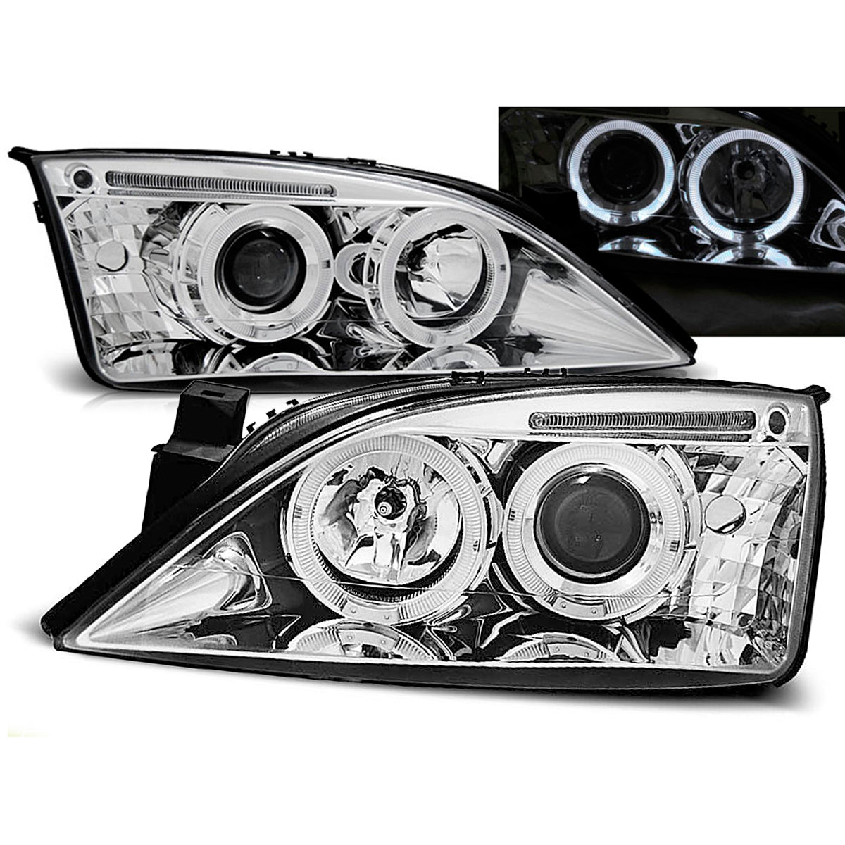 Scheinwerfer passend für Ford Mondeo 09.00-05.07 Angel Eyes Chrom