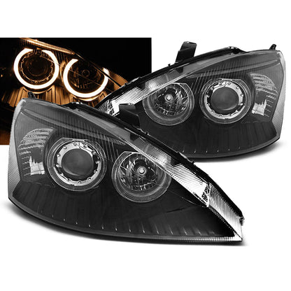 Scheinwerfer passend für Ford Focus 10.98-10.01 Angel Eyes Schwarz