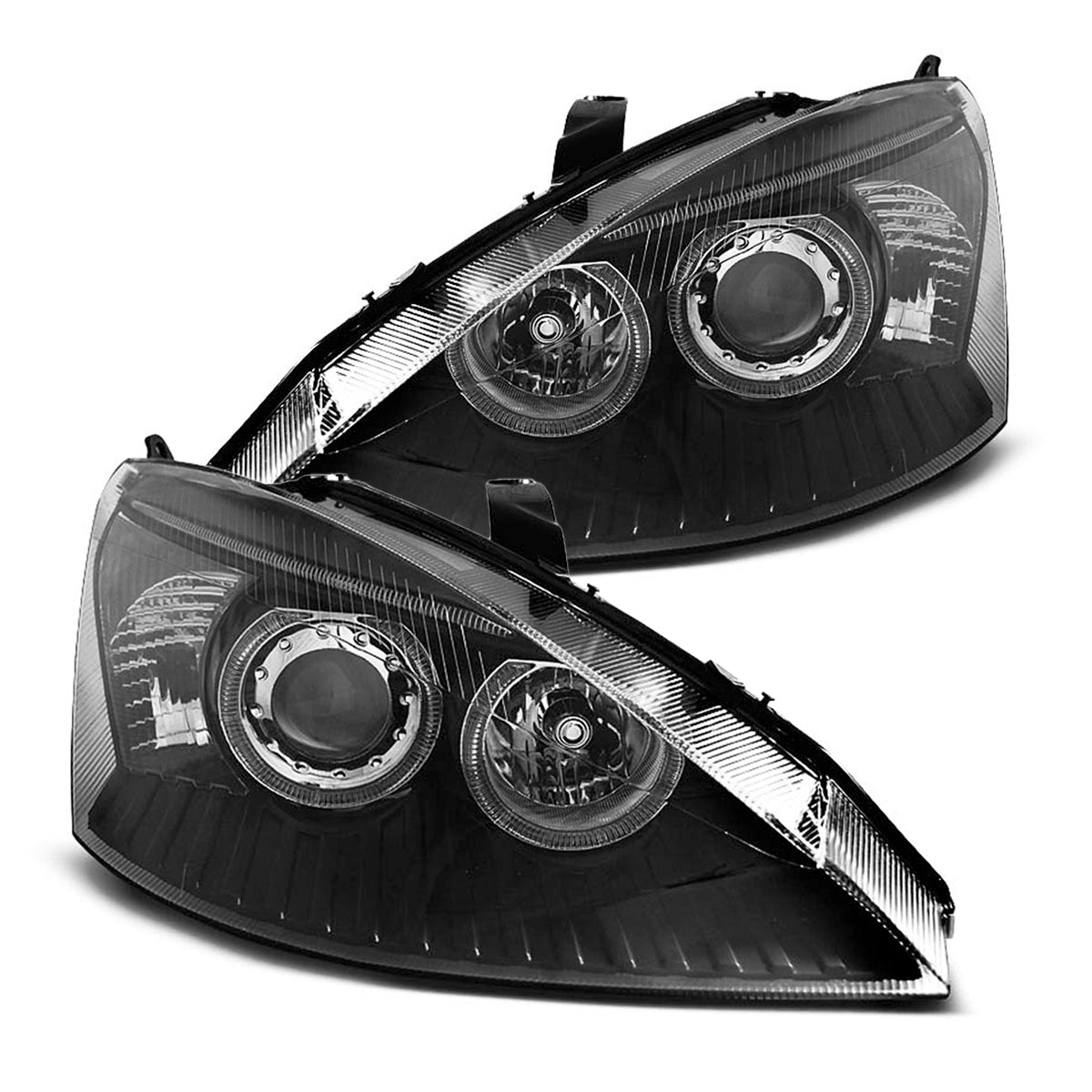 Scheinwerfer passend für Ford Focus 10.98-10.01 Angel Eyes Schwarz