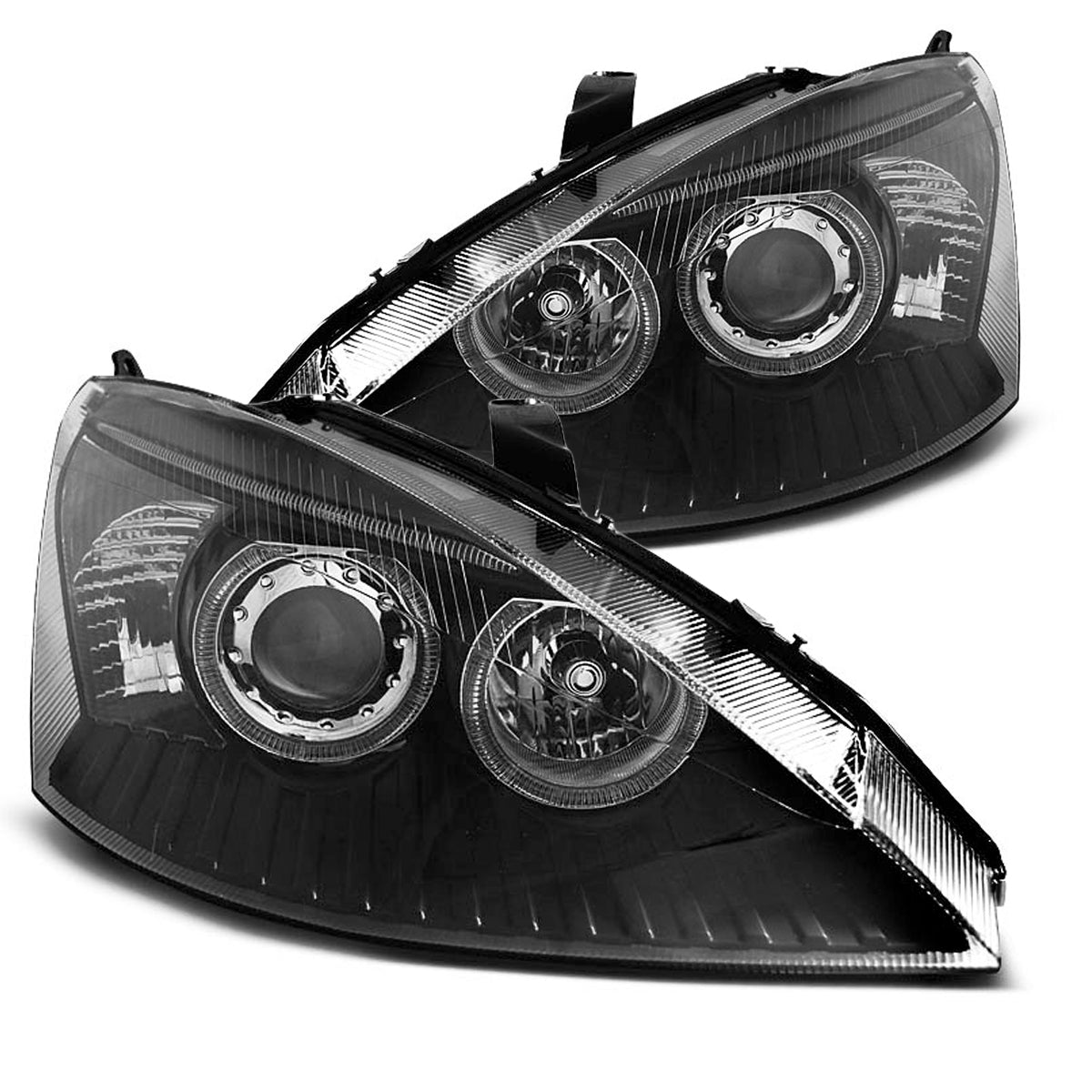 Scheinwerfer passend für Ford Focus 11.01-10.04 Angel Eyes Schwarz