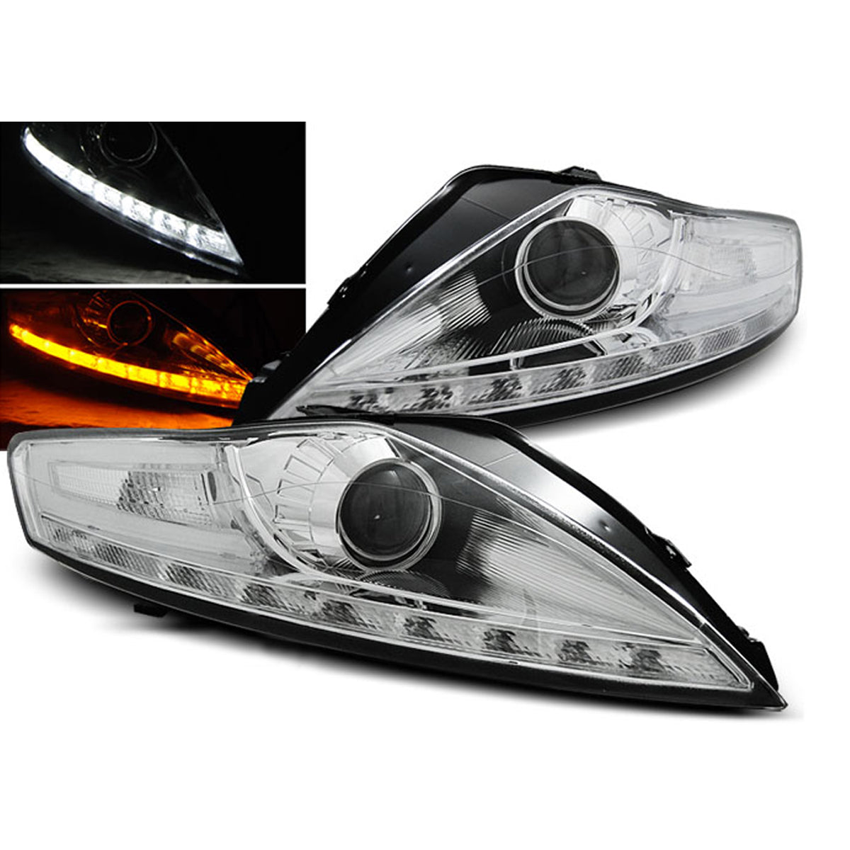 Scheinwerfer passend für Ford Mondeo 07.07-11.10 Tagfahrlicht Chrom LED Blinker