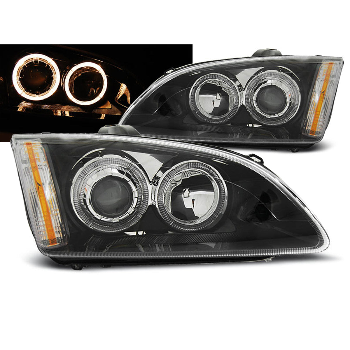 Scheinwerfer passend für Ford Focus II 09.04-01.08 Angel Eyes Schwarz