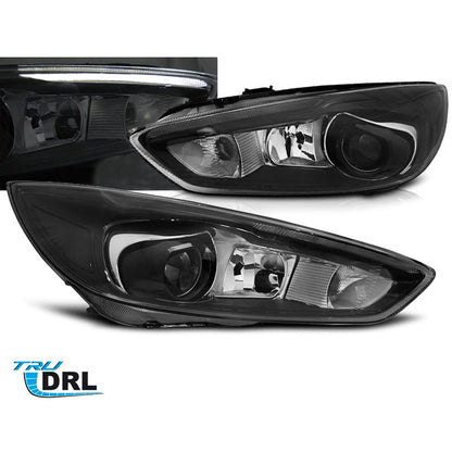 Scheinwerfer passend für Ford Focus MK3 14-18 Schwarz LED Tagfahrlicht (LED OEM)