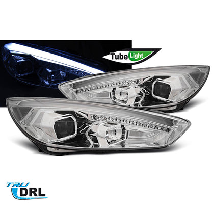 Scheinwerfer passend für Ford Focus MK3 15-18 Chrom Tagfahrlicht LED