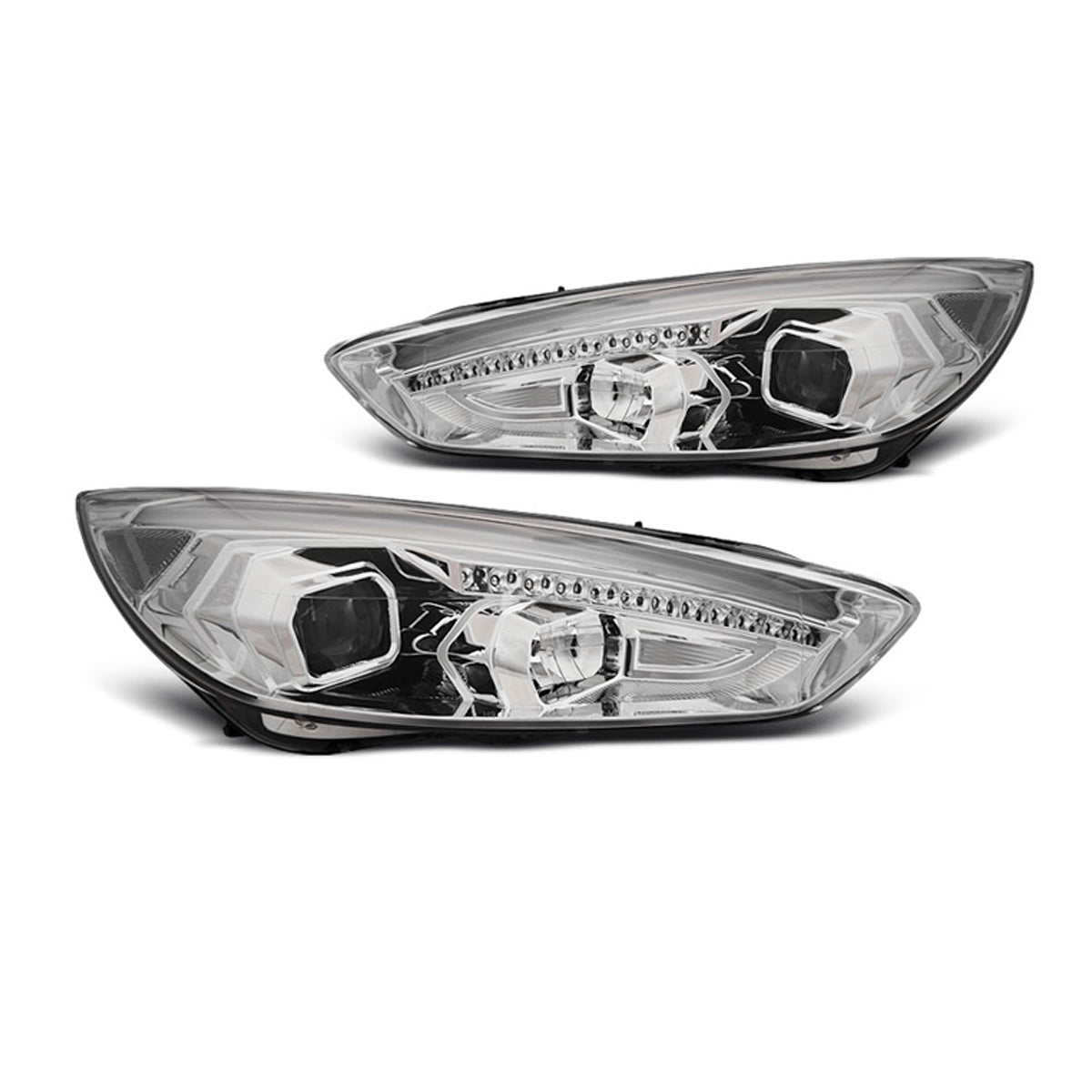 Scheinwerfer passend für Ford Focus MK3 15-18 Chrom Tagfahrlicht LED