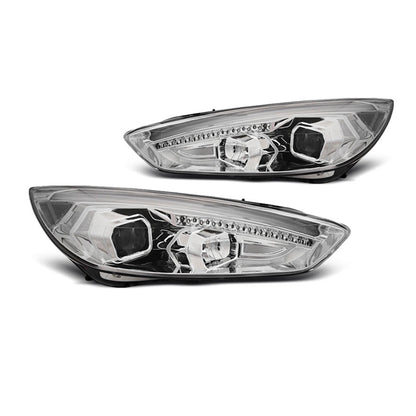 Scheinwerfer passend für Ford Focus MK3 15-18 Chrom Tagfahrlicht LED