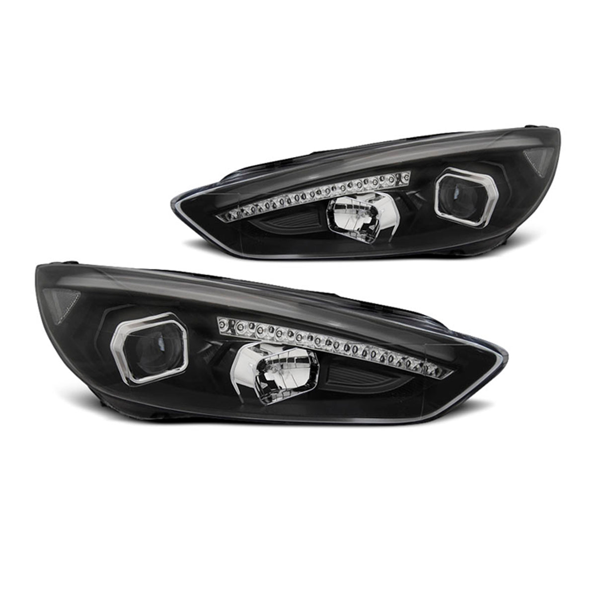 Scheinwerfer passend für Ford Focus MK3 15-18 Schwarz Tagfahrlicht LED