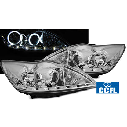 Scheinwerfer passend für Ford Focus II 02.08-10 Angel Eyes CCFL Chrom