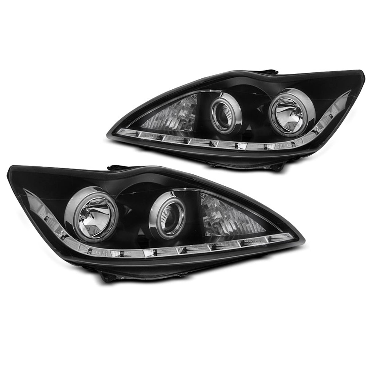 Scheinwerfer passend für Ford Focus II 02.08-10 Angel Eyes CCFL Schwarz