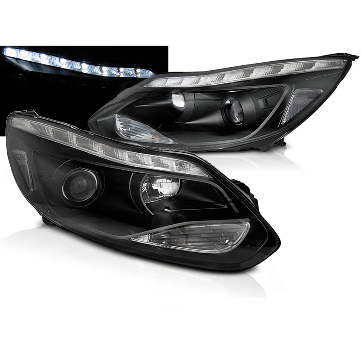 Scheinwerfer passend für Ford Focus MK3 11-10.14 LED Schwarz