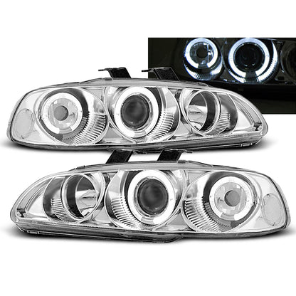 Scheinwerfer passend für Honda Civic 09.91-08.95 2D/3D Angel Eyes Chrom