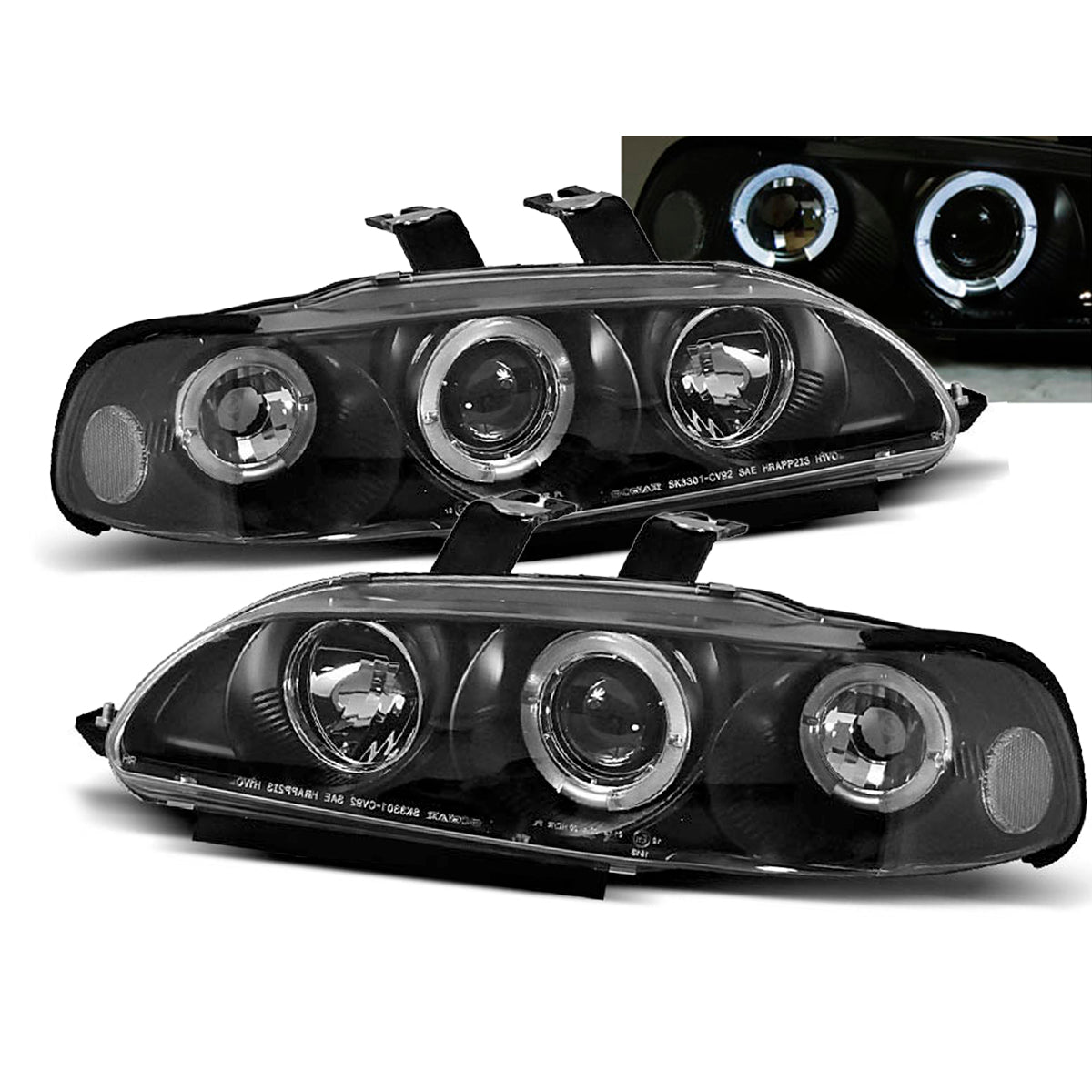 Scheinwerfer passend für Honda Civic 09.91-08.95 2D/3D Angel Eyes Schwarz