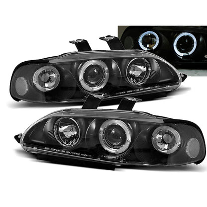 Scheinwerfer passend für Honda Civic 09.91-08.95 2D/3D Angel Eyes Schwarz