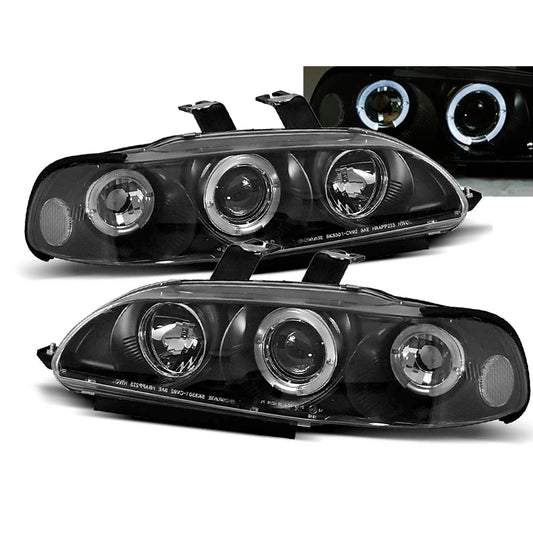 Scheinwerfer passend für Honda Civic 09.91-08.95 2D/3D Angel Eyes Schwarz