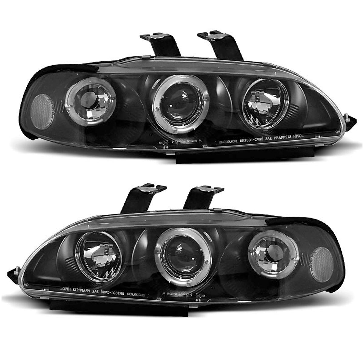 Scheinwerfer passend für Honda Civic 09.91-08.95 2D/3D Angel Eyes Schwarz