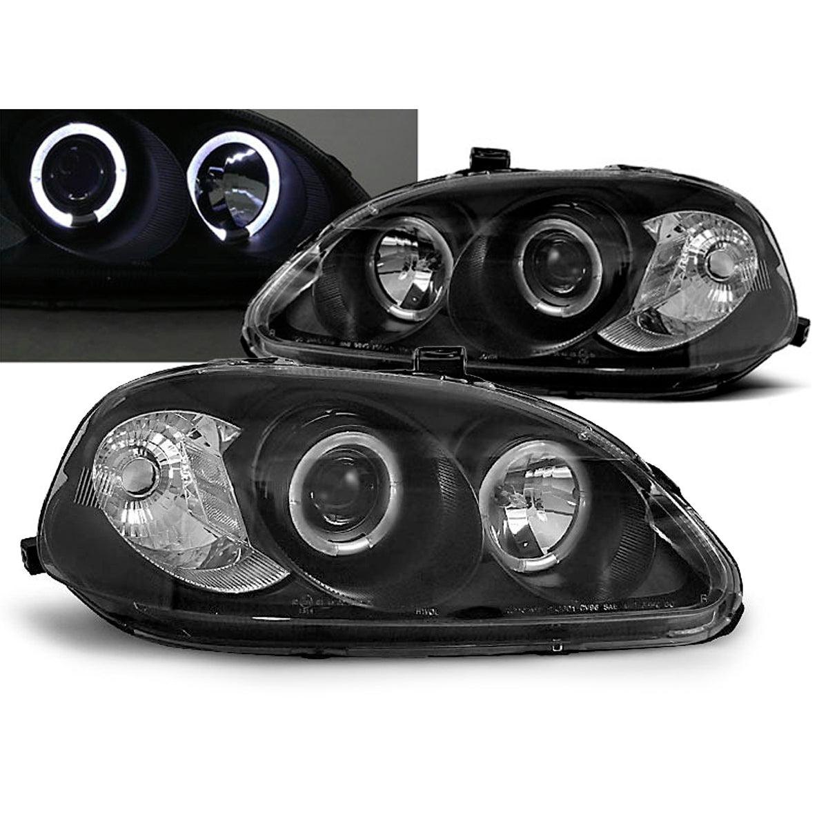 Scheinwerfer passend für Honda Civic 09.95-02.99 Angel Eyes Schwarz