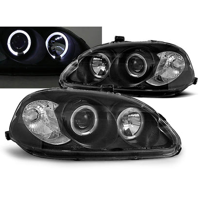 Scheinwerfer passend für Honda Civic 09.95-02.99 Angel Eyes Schwarz