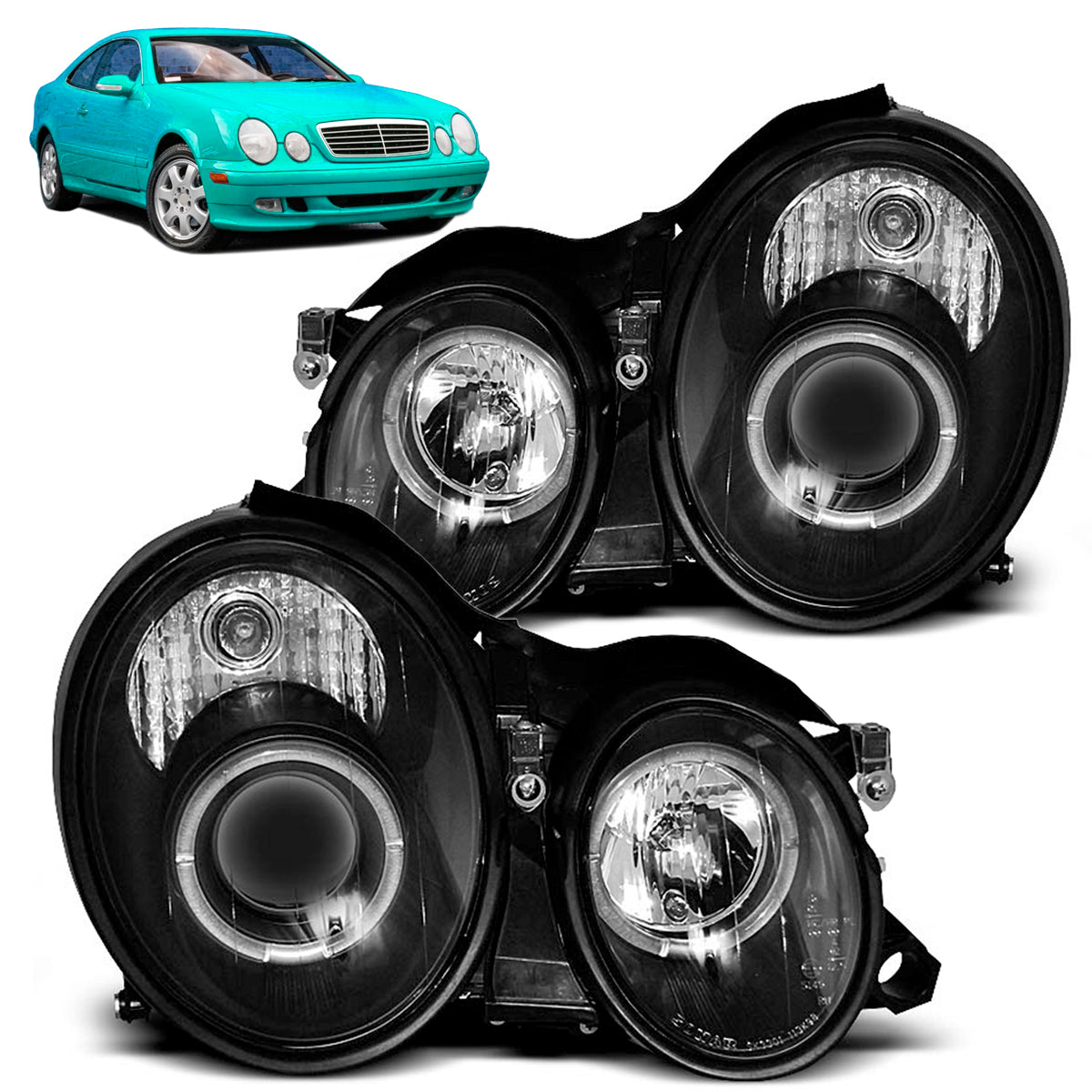 Scheinwerfer Angel Eyes Schwarz passend für Mercedes W208 CLK 03.97-04.02