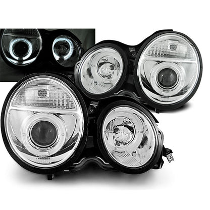 Scheinwerfer Angel Eyes Chrom passend für Mercedes W210 E-Klasse 95-05.99