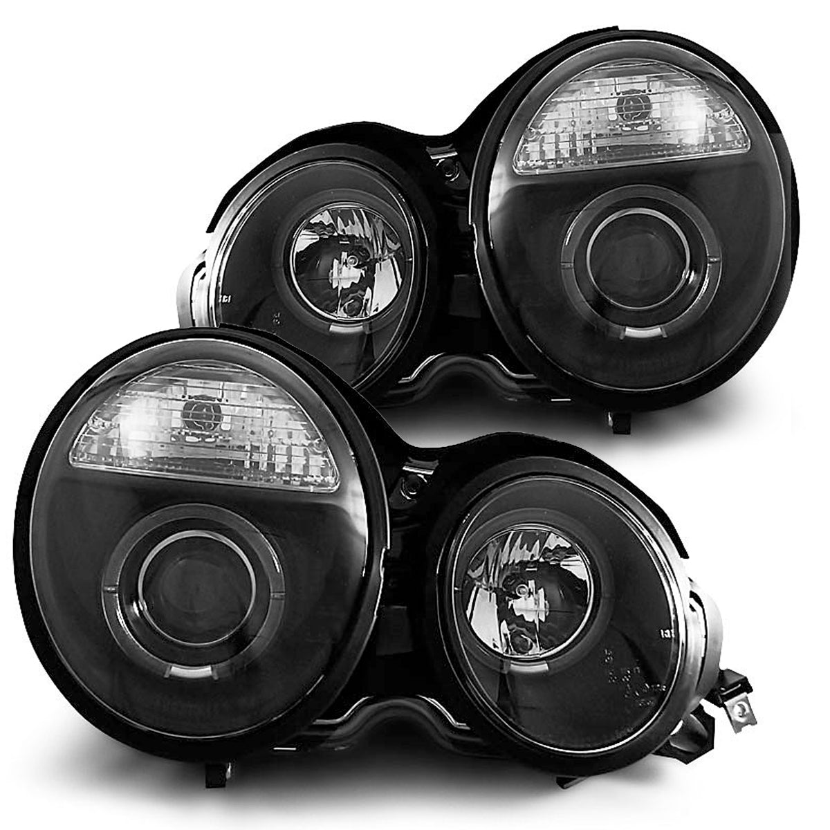 Scheinwerfer Angel Eyes Schwarz passend für Mercedes W210 E-Klasse 95-05.99