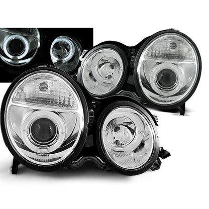 Scheinwerfer Angel Eyes Chrom passend für Mercedes W210 E-Klasse 06.99-02