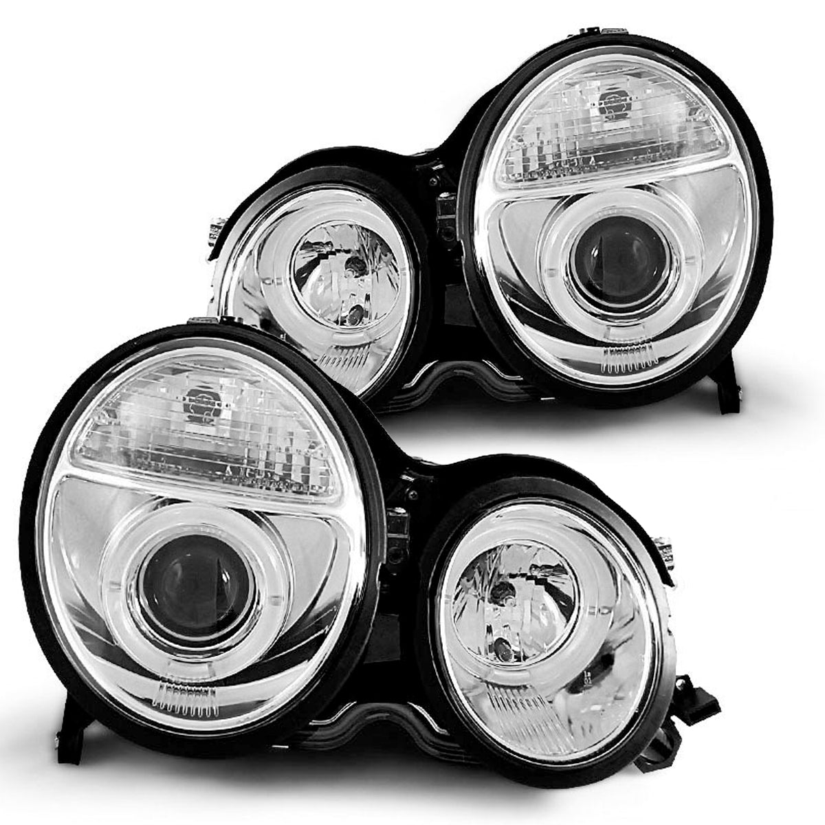 Scheinwerfer Angel Eyes Chrom passend für Mercedes W210 E-Klasse 06.99-02