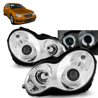 Scheinwerfer Angel Eyes Chrom passend für Mercedes W203 C-Klasse 07.00-03.04