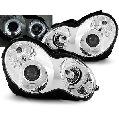 Scheinwerfer Angel Eyes Chrom passend für Mercedes W203 C-Klasse 07.00-03.04