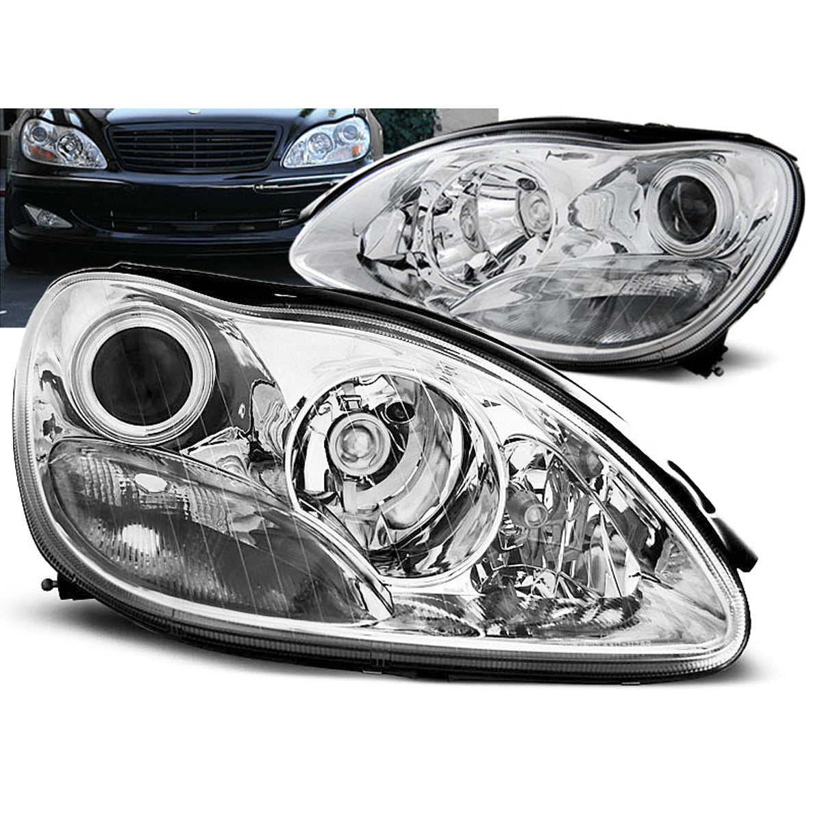 Scheinwerfer Chrom passend für Mercedes W220 S-Klasse 09.98-05.05