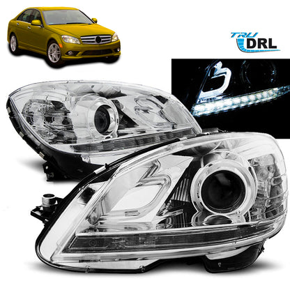 Scheinwerfer True DRL Chrom passend für Mercedes W204 07-10