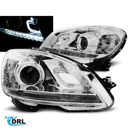 Scheinwerfer True DRL Chrom passend für Mercedes W204 07-10