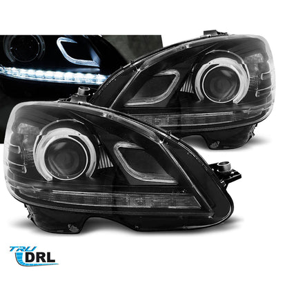 Scheinwerfer True DRL Schwarz passend für Mercedes W204 07-10