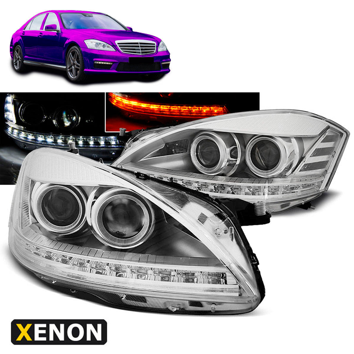 Xenon Scheinwerfer Daylight Chrom passend für Mercedes W221 05-09