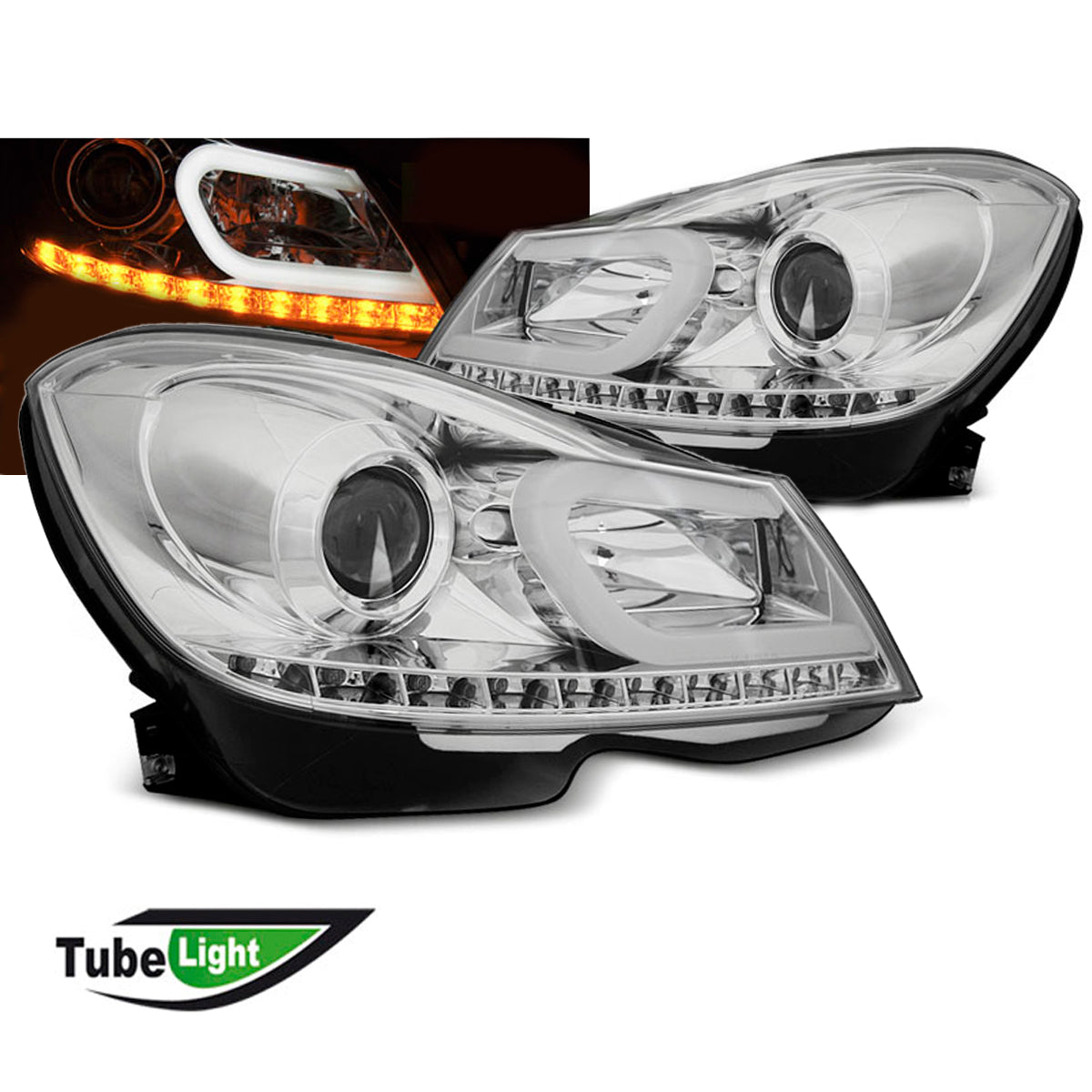Scheinwerfer Tube Light Chrom passend für Mercedes W204 11-14