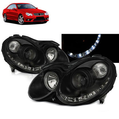 Scheinwerfer Daylight Schwarz passend für Mercedes CLK W209 03-10