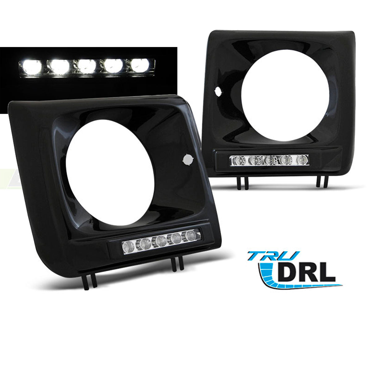 Scheinwerfer Rahmen LED DRL Schwarz passend für Mercedes W461.W463 01-12