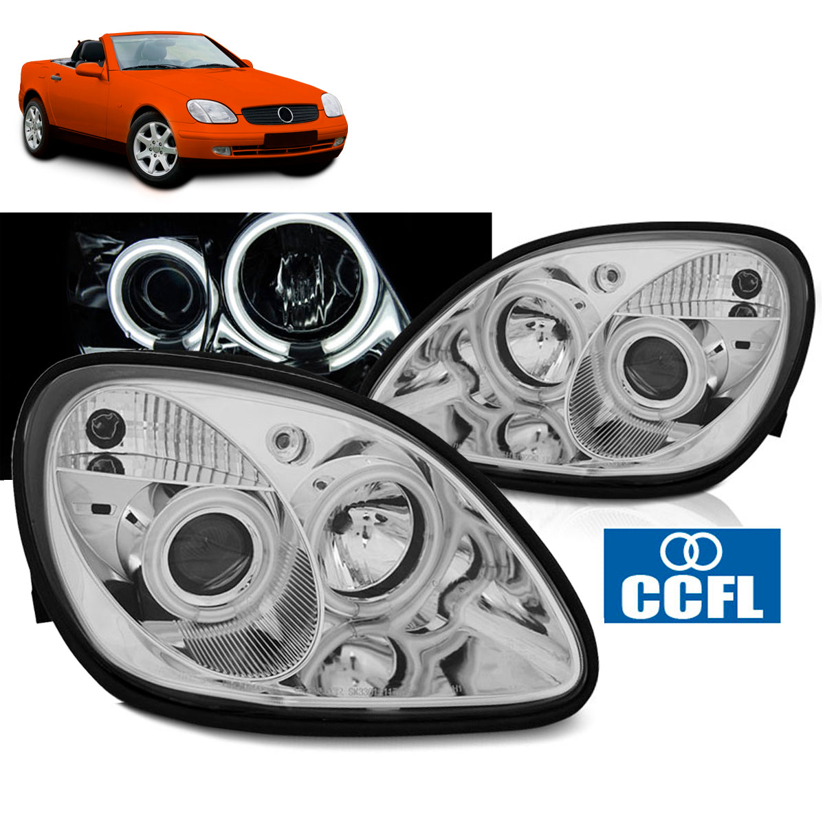 Scheinwerfer Angel Eyes CCFL Chrom passend für Mercedes R170 SLK 04.96-04