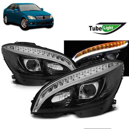 Scheinwerfer Tube Light Schwarz passend für Mercedes W204 07-10