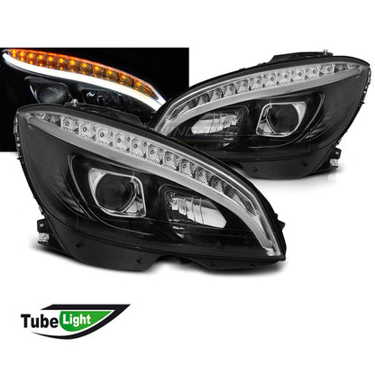 Scheinwerfer Tube Light Schwarz passend für Mercedes W204 07-10