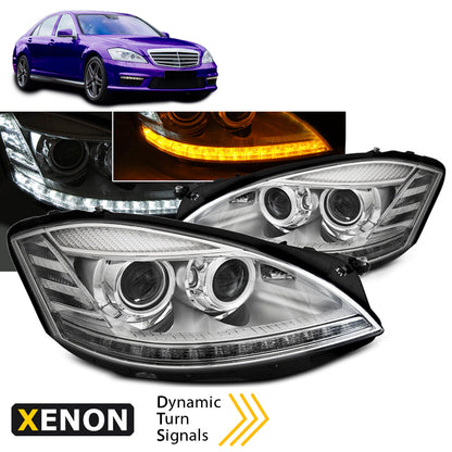 Xenon Scheinwerfer Tagfahrlicht Chrom SEQ passend für Mercedes W221 05-09