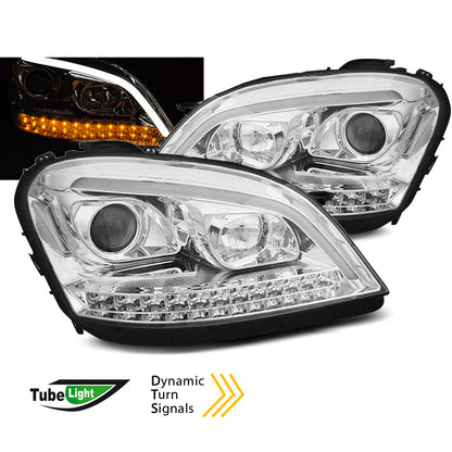 Scheinwerfer Röhrenlicht Chrom SEQ passend für Mercedes W164 ML-Klasse 05-07