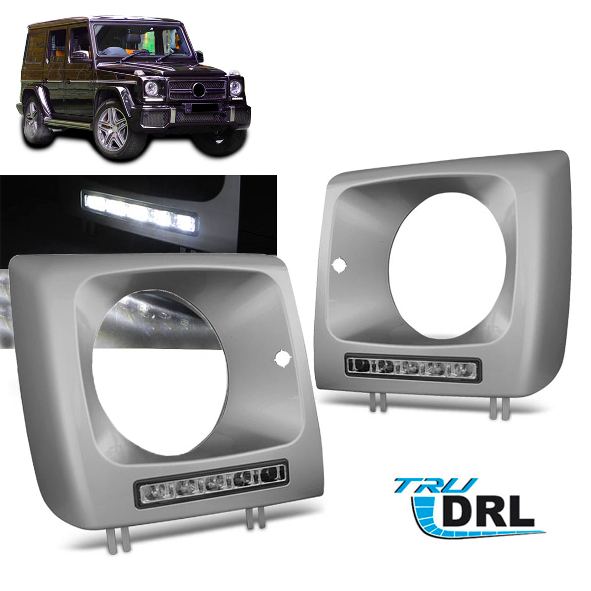 Scheinwerfer LED DRL Silber passend für Mercedes W461.W463 01-12