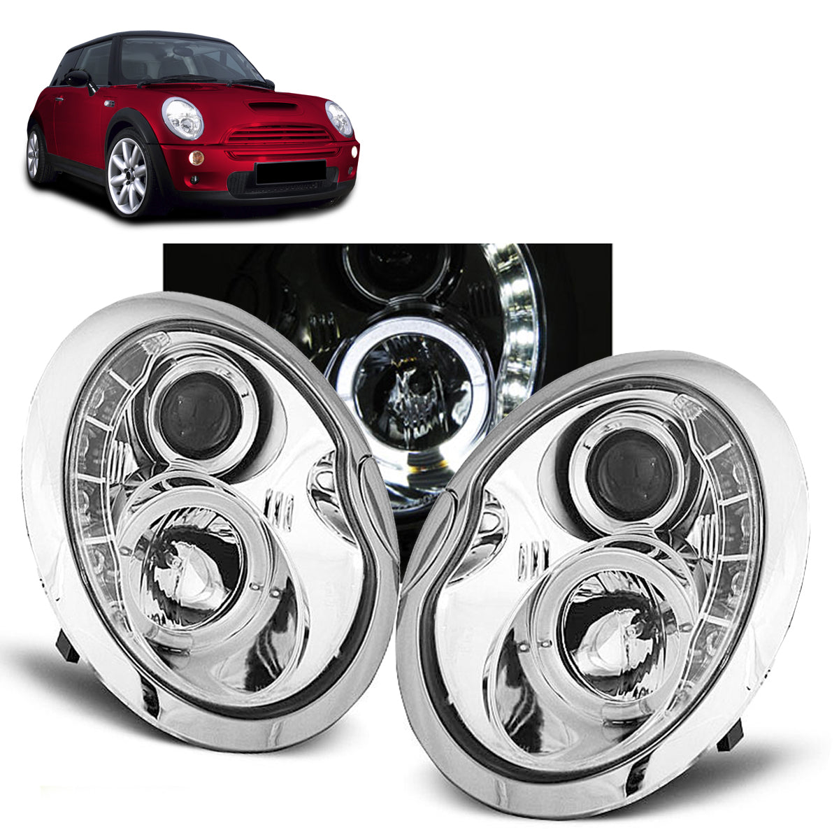 Scheinwerfer Daylight Chrom passend für BMW MINI (COOPER) 05.01-10.06