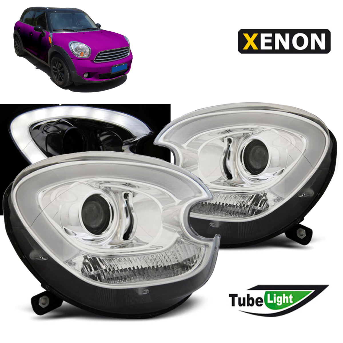 Xenon Scheinwerfer Tube Light Chrom passend für BMW MINI (COOPER) R60 R61 Countryman 10-14
